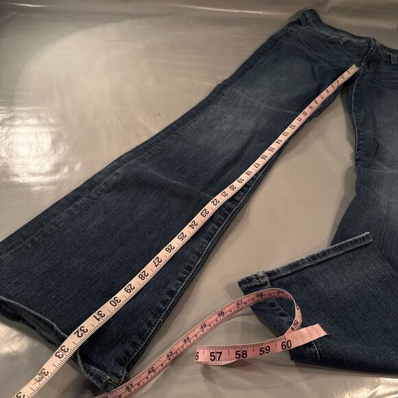 7 For All Mankind Denim Jeans Women Dojo Flared Mid Rise Pants Wide Leg Y2k - Picture 8 of 16